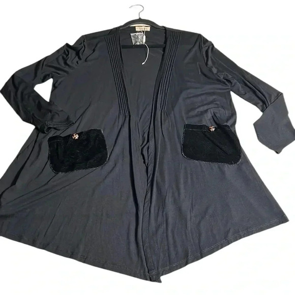 black open cardigan and pants set. Velvet patch pockets, XL.,NWT. Mina et Bina - Picture 12 of 15